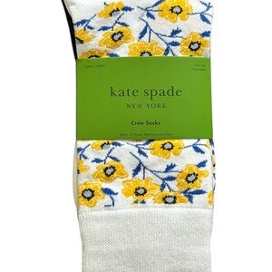 Kate Spade Blue and White Floral Plaid Socks Trio NWT